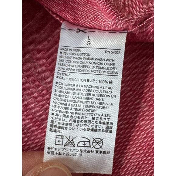 Banana Republic button down; slim fit;  Washed Red 100% Cotton shirt, Size Large - Picture 6 of 6